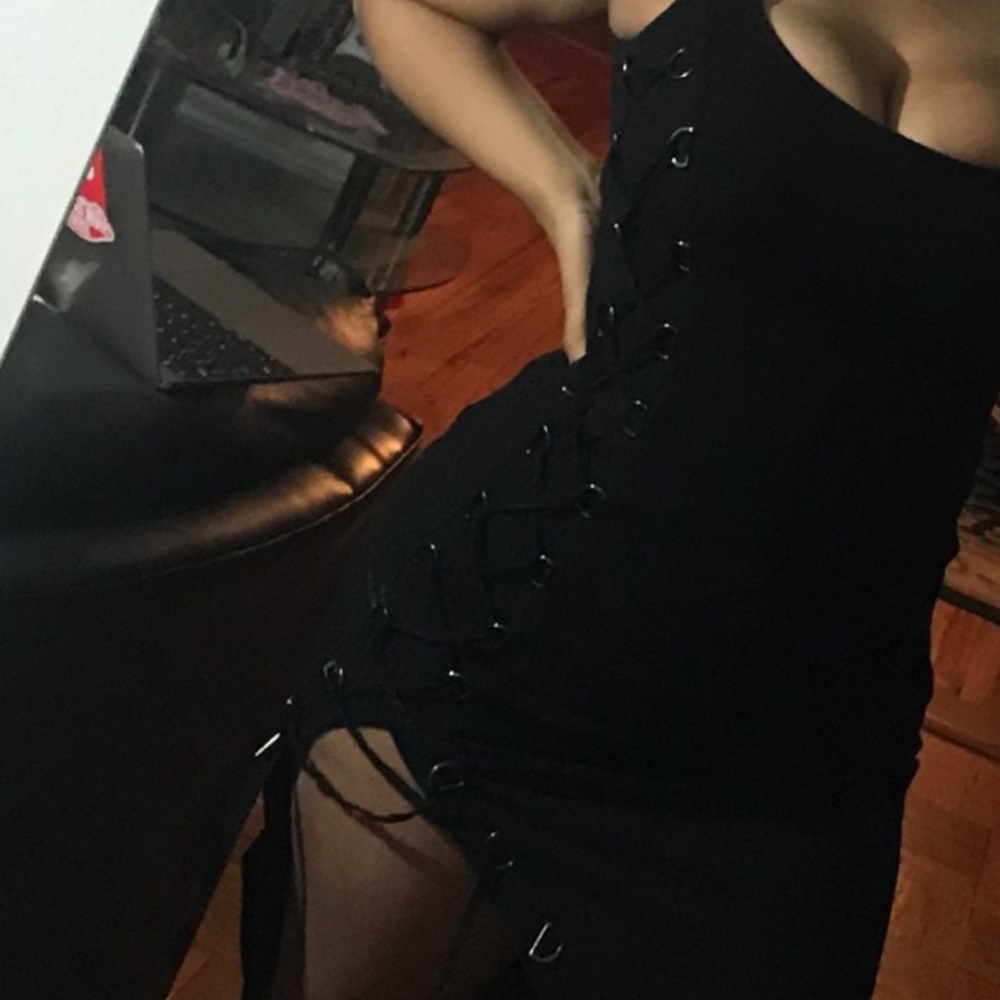 French Connection lace up midi